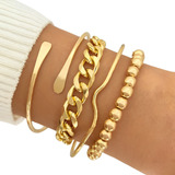 Kit 4 Pulseiras Bracelete Festas Bijuterias Lindas Ano Novo