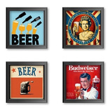 Kit 4 Quadros Área De Churrasco Lazer Rótulo Cerveja Família
