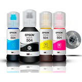Kit 4 Refil Para Epson T504 L4150 L4160 L4260 L6161 L6171 Tinta Color