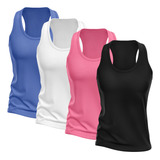 Kit 4 Regatas Femininas Dry Lisa Proteção Uv Academia Treino