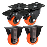 Kit 4 Rodinha Rodízio Roda Reforçada Com E Sem Trava 50mm 2 Polegadas 400kg Rrj