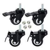 Kit 4 Rodinhas Rodízio Espiga M10 Anti-risco Giratória Roda Reforçada 1,5 Polegadas 40mm Rrj