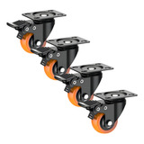 Kit 4 Rodizios Giratório Rodinha Silicone 2 Com Trava 400kg