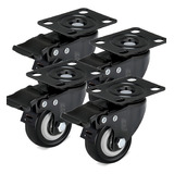 Kit 4 Rodízios Rodas Giratórias Reforçada 400kg Rodinhas Para Moveis Com Trava Tamanho 50mm 2 Polegadas Rrj Rodas Preto