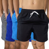 Kit 4 Shorts Masculino Bermuda Praia Liso Mauricinho Tactel
