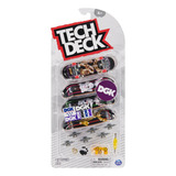 Kit 4 Skates De Dedo Tech Deck + Ferramentas E Acessórios 