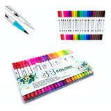 Kit 48 Brush Caneta Pen Ponta Pincel Lettering Canetinha Cor Colorido