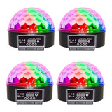 Kit 4un Bola Maluca 6 Cores Led Rgb Holográfico Strobo, Dmx Potente Longo Alcance Balada Festas Shows Animação