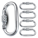 Kit 5 - Mosquetão Oval Aço Trava Dupla Altura 23kn 17mm
