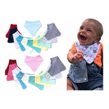 Kit 5 Babador Bandana Para Bebe Infantil Dupla Face. Cor Azul-claro Tamanho Un