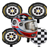 Kit 5 Balões Tema Corrida Capacete Pneus Xadrez Bandeira