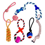 Kit 5 Brinquedos Cordas Mordedores Puxador P/ Cachorro