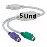 Kit 5 Cabo Adaptador Conversor Usb P/2 Ps2 Teclado Mouse