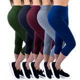 Kit 5 Calça Leg Corsario Feminina Fitness Sulplex Academia