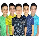 Kit 5 Camisas Polo Infantil Masculina Algodão Menino Juvenil