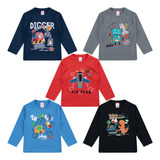 Kit 5 Camisetas Manga Longa Inverno Confortável Frio Atacado