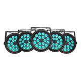 Kit 5 Canhão Refletor 18 Leds 12w Rgbw Quadriled Dmx Slim Dj Bivolt