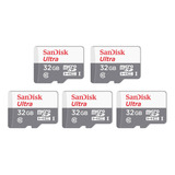Kit 5 Cartão Memória Micro Sd Sandisk 32gb Classe 10 Ultra
