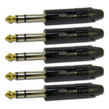 Kit 5 Conectores Plug P10 Estereo Preto (5 Pçs) Hjh Pro
