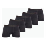 Kit 5 Cueca Masculina Tradicional Boxer Em Algodão Pretas