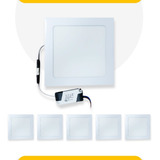 Kit 5 Led Plafon 12w Quadrado Embutir Slim 6000k