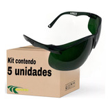 Kit 5 Óculos De Segurança Ss5 Tonalidade 5(solda)verde