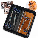 Kit 5 Pcs Tesouras Tosa Pet Cão Gato Profissional Tosador 