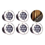 Kit 5 Peça Spot Balizador Led Piso Deck 7w Branco Quente