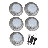 Kit 5 Refletor Hiper Led 9w Branco Inox 316l + Fonte 5a 12v