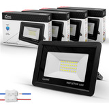 Kit 5 Refletor Led 100w Holofote Prova Dágua Ip67 Frio Cor Da Carcaça Preto Cor Da Luz Branco-frio 110v/220v