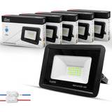 Kit 5 Refletor Led 50w Holofote Bivolt Proteção Cor Da Carcaça Preto Cor Da Luz Verde 110v/220v