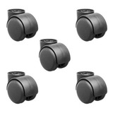 Kit 5 Rodinhas Cadeira S/pino Squadroni Sq90 Hga Preto 10mm