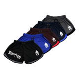 Kit 5 Shorts Muay Thai Boxe Kickboxing Dryfit Titanio 