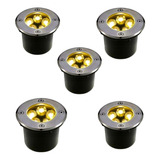 Kit 5 Spot Led Balizador Chão Piso 5w Embutir Branco Quente 
