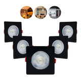 Kit 5 Spot Led Capa Preto 5w Direcionável Quadrado Luz Forte