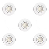 Kit 5 Spot Led Luz Fria Redondo Embutir 3w Branco Frio 6500k Bivolt