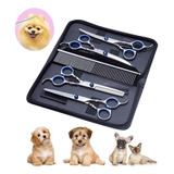 Kit 5 Tesoura Pet Cão Reta E Curva Petshop Tosa Profissional