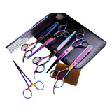 Kit 5 Tesouras Pet Shop Profissionais Banho Tosa 7 Polegadas Dekor
