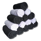 Kit 50 Toalhas De Rosto Atacado Salão Barbearia Preta/branca Cor 25 Branco 25 Preto