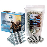 Kit 500 Esferas Munição Aço Níquel 6mm + 10 Cilindro Co2 12g
