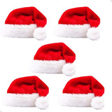 Kit 5un Touca Gorro Papai Noel Veludo Vermelho Natal Nfe