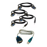 Kit 5x1 Cabos Recovery Receptor Db-9 Rs232 P2 P1 Usb