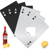 Kit 6 Abridor De Garrafa Inox Preto Carta Baralho