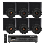 Kit 6 Aran Quadrada Preta Jbl + Amplificador Slim 1600 360w