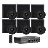 Kit 6 Aran Quadrada Preta Jbl + Amplificador Slim 1800 360w
