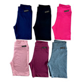 Kit 6 Bermudas Shorts Infantil Juvenil Suplex Menina 2 Ao 16
