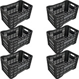 Kit 6 Caixas Hortifrúti Agrícola Coloridas Cor Preto