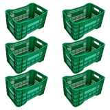 Kit 6 Caixas Hortifrúti Agrícola Coloridas Cor Verde