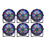 Kit 6 Canhao Led 64 Rgbw 54 Leds 3w Dmx Jogo De Luz Slim Pro 110v/220v