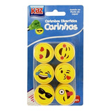 Kit 6 Carimbos Divertidos Criança Emoji Para Lapis Canetas 